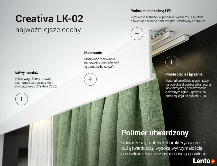 Archiwalne Listwa maskująca karnisz Creativa LK 01 Brzesko