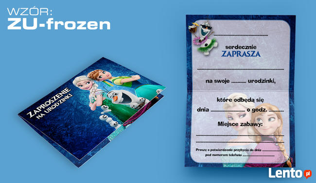 ZAPROSZENIA na URODZINY dla dziecka koperta ZU frozen Toruń