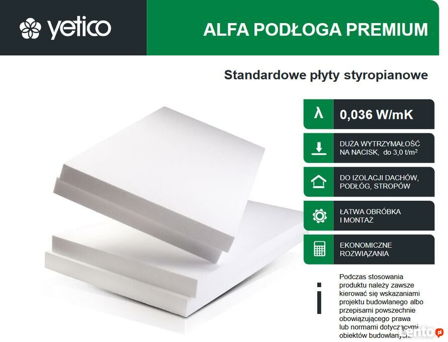 Styropian Yetico Alfa Podłoga Premium 0 036 5cm Szczecin