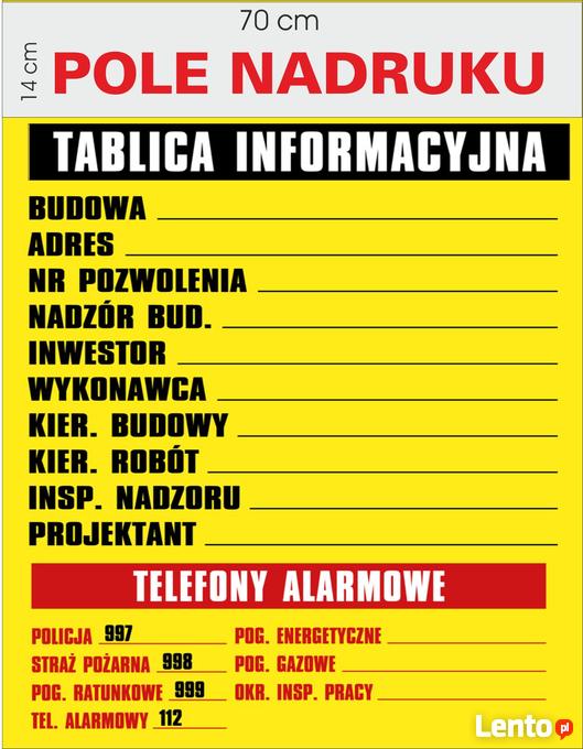 Tablica Informacyjna Budowlana Z Twoim Logo Firmy Bydgoszcz