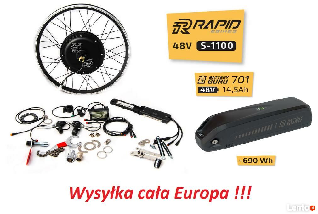 Archiwalne Zestaw do konwersji roweru na elektryk 48V 1000W BAT 14,5 Ah