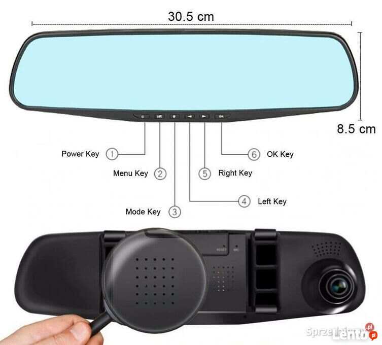 Archiwalne Kamera Samochodowa w Lusterku FULL HD 1080P Łódź