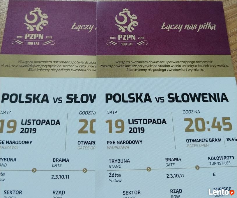Archiwalne 2 bilety na mecz Polska Słowenia Warszawa
