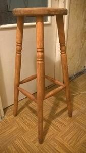 Hoker Dębowy Taboret Patyczak wysoki Prl