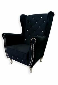 fotel uszak chesterfield GLAMOUR z kryształkami NOWY