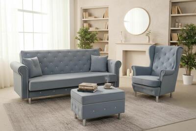 Komplet wypoczynkowy Sofa Fotel podnóżek Kanpa NOWE