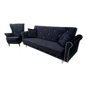 zestaw mebli uszak wersalka rozkładana i fotel sofa GLAMOUR