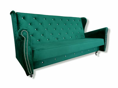 Nowa Kanapa Sofa Wersalka kryształ pinezka pojemnik