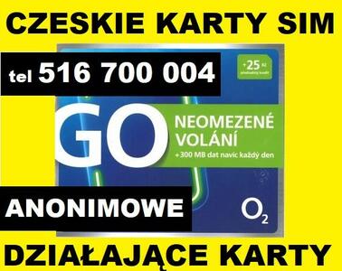 Działające CZESKIE KRTY SIM aktywne anonimowe startery SIM