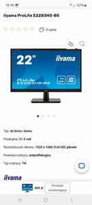 Monitor iiyama ProLite E2283HS-B5 22 LED, 1ms, HDMI, DP, VG