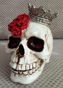 Brokatowa czaszka w koronie skull czerwone róże