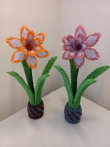 Mega ŻONKIL w doniczce kwiat origami, 42 cm - rękodzieło