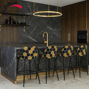 Krzesło Hoker Barowy PREMIUM Golden Black KB-1