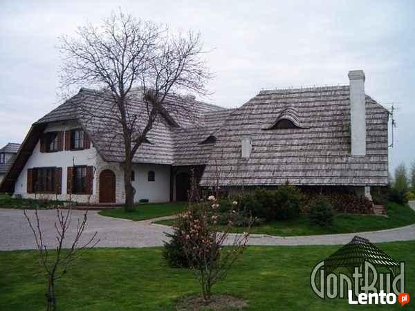 Gonty łupane montaż, elewacje z gontów drewnianych, cena