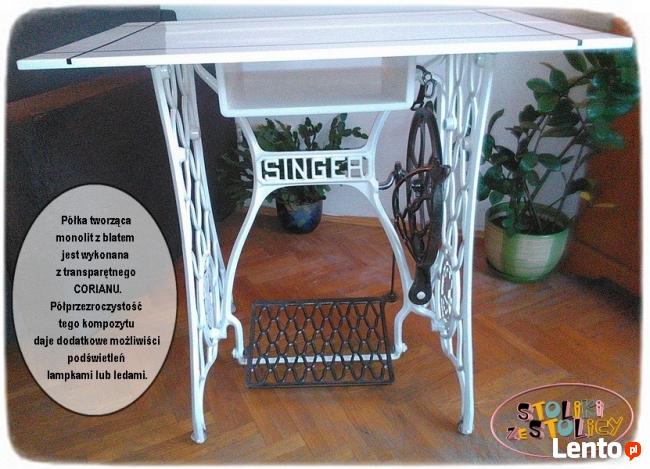 Stół stolik Singer z półką pod Blatem z Corianu