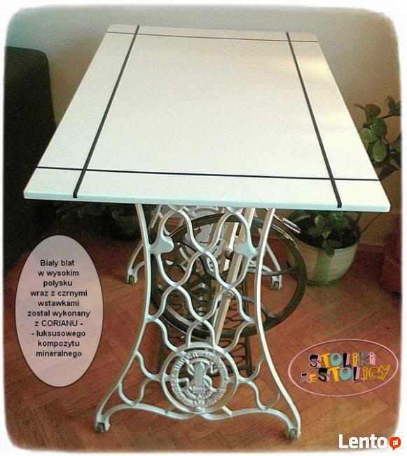 Stół stolik Singer z półką pod Blatem z Corianu