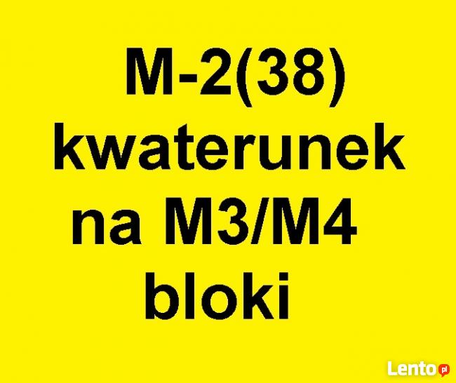 Zamienię M3(40) z c.o. kwaterunek na Bloki
