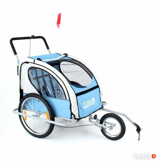 Przyczepka rowerowa 2 osobowa + jogger /czerwona i niebieska