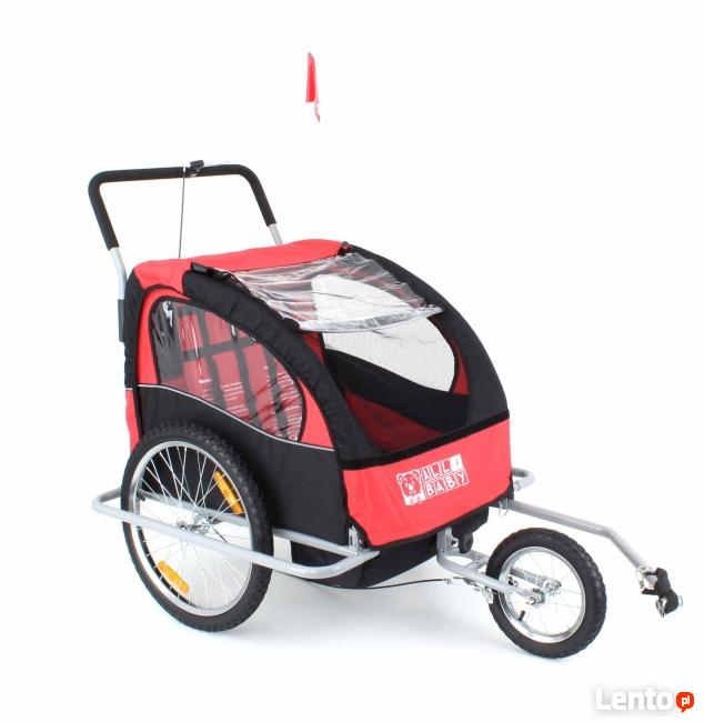 Przyczepka rowerowa 2 osobowa + jogger /czerwona i niebieska