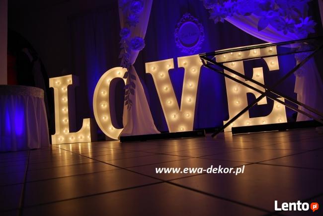 napis love świecące cyfry 18 świecące 40 lustrzane cyfry