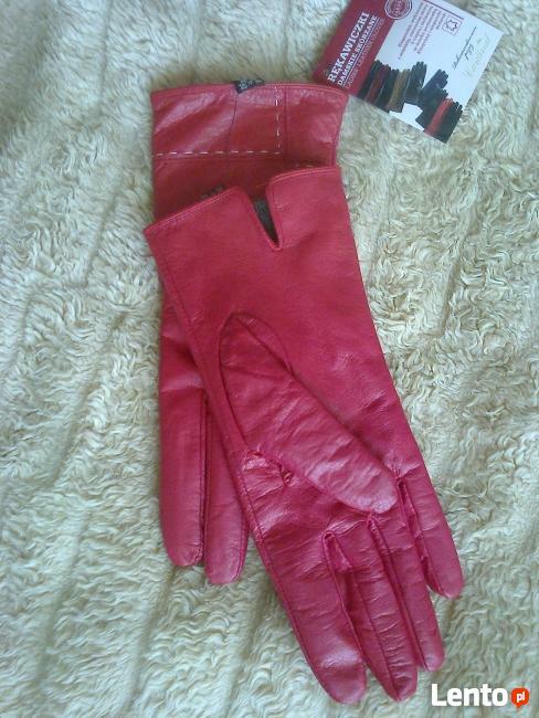 Czerwone rękawiczki ze skóry