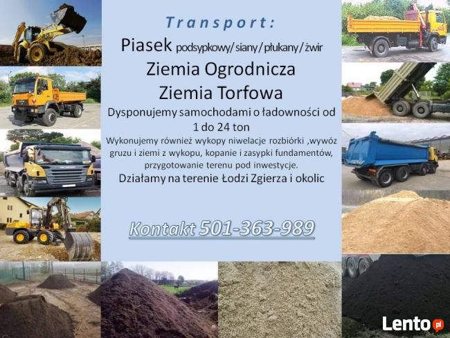Piasek(płukany siany) żwir czarnoziem Zgierz i okolice