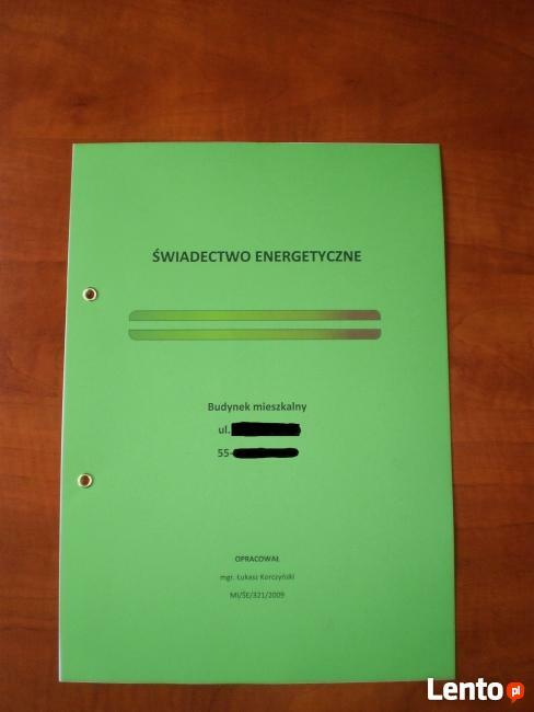 ŚWIADECTWO CHARAKTERYSTYKI ENERGETYCZNEJ lokalu