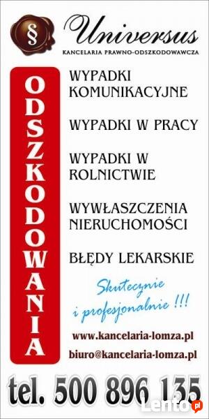 ODSZKODOWANIA powypadkowe: komunikacyjne, osobowe, rzeczowe.