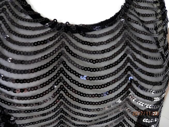 Bluzka Top Czarny Cekiny Siateczka Cekinowa Imprezowa S