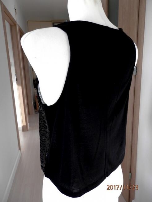 Bluzka Top Czarny Cekiny Siateczka Cekinowa Imprezowa S