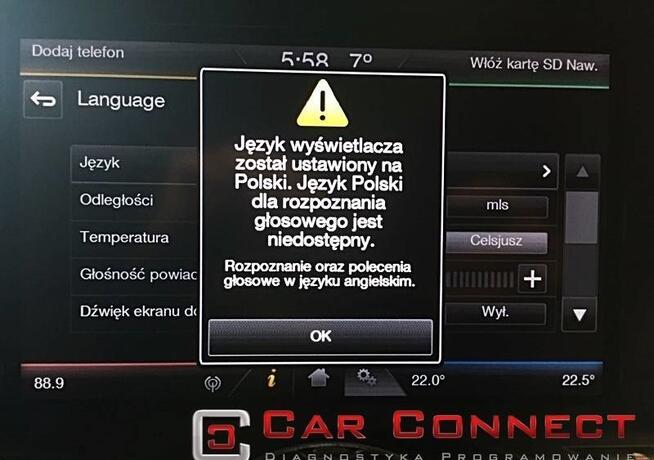 FORD Sync 2 z USA język polski przestrojenie radia nawigacji
