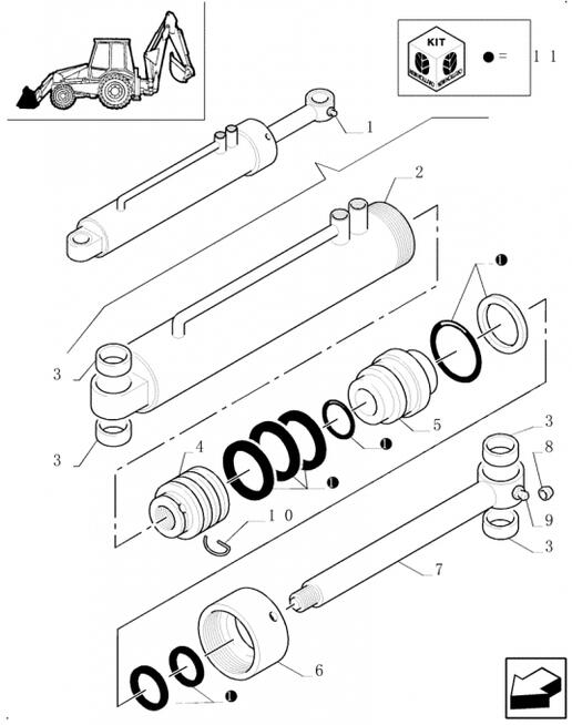 Zestaw uszczelnień siłownika CNH9968164 koparko-ładowarki NH