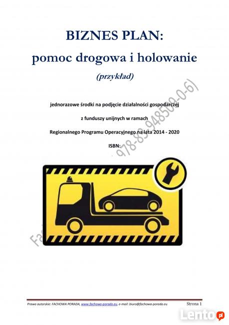 BIZNESPLAN pomoc drogowa i holowanie (przykład)