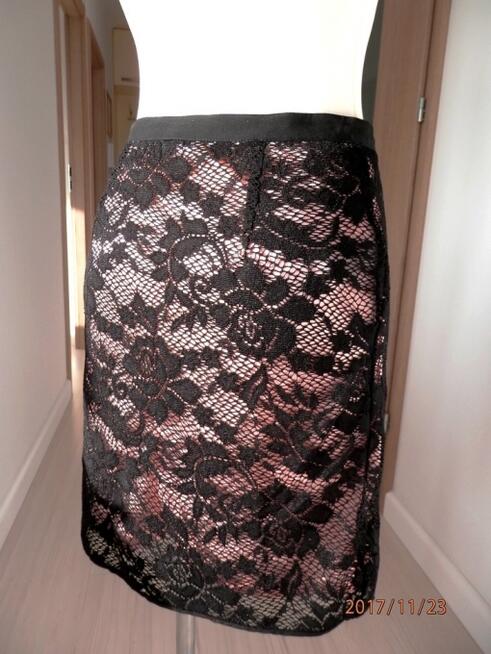 Spódnica Koronkowa Ołówkowa Czarna Imprezowa Forever 21