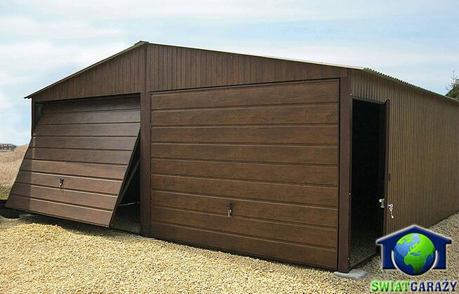Garaże Blaszane 6x5 Orzech Premium Blaszaki Drewnopodobne