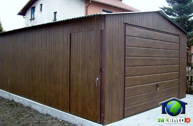 Garaże Blaszane 4x6 ORZECH Blaszaki drewnopodobne