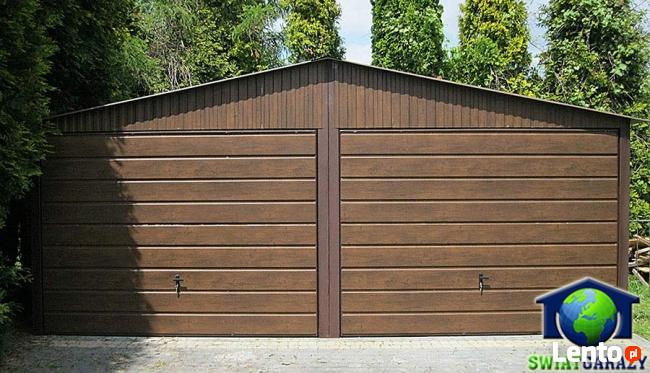 Garaże Blaszane 6x5 Orzech Premium Blaszaki Drewnopodobne