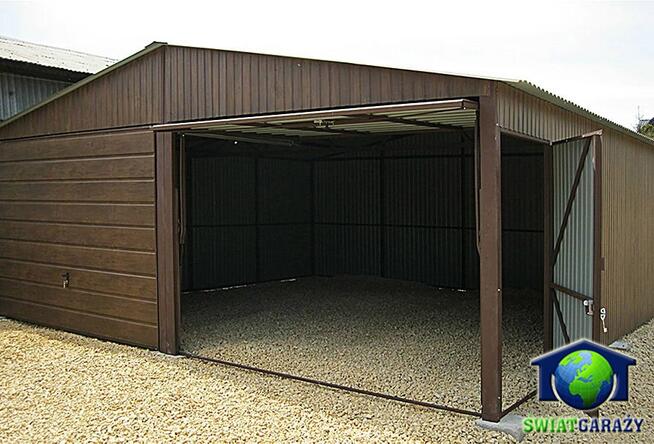 Garaże Blaszane 6x5 Orzech Premium Blaszaki Drewnopodobne