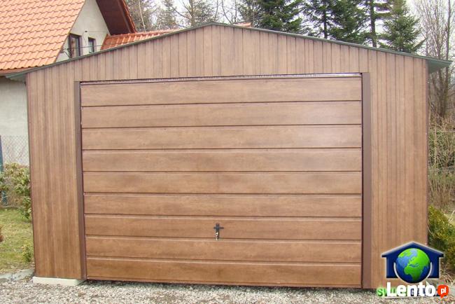 Garaże Blaszane 4x6 ORZECH Blaszaki drewnopodobne