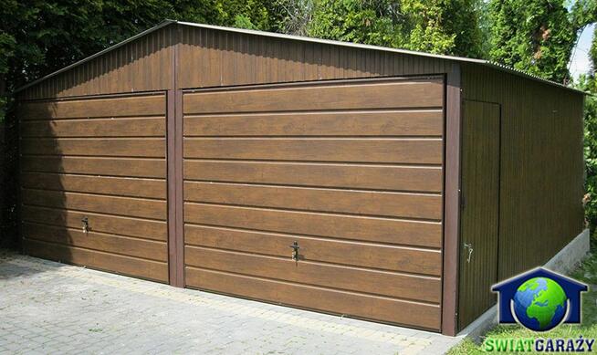 Garaże Blaszane 6x5 Orzech Premium Blaszaki Drewnopodobne