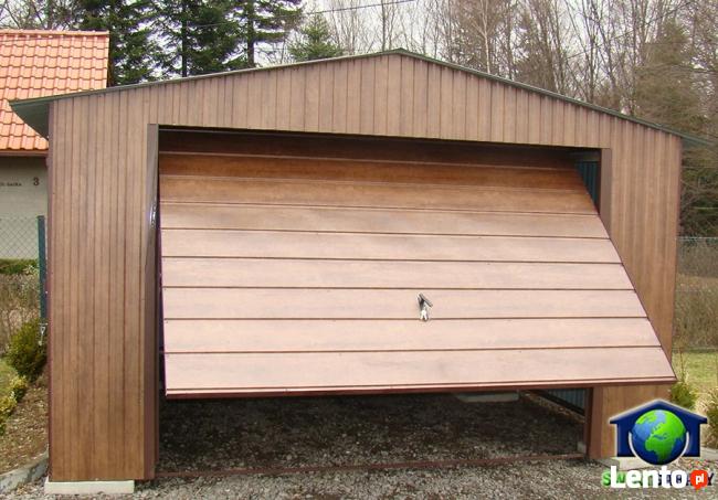 Garaże Blaszane 4x6 ORZECH Blaszaki drewnopodobne