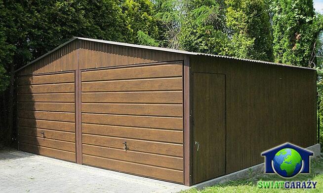 Garaże Blaszane 6x5 Orzech Premium Blaszaki Drewnopodobne