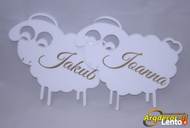 Baranek z imieniem, dekoracje na Pierwszą Komunię
