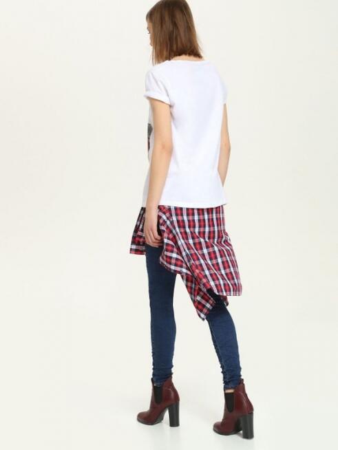 biały t-shirt z nadrukiem Troll