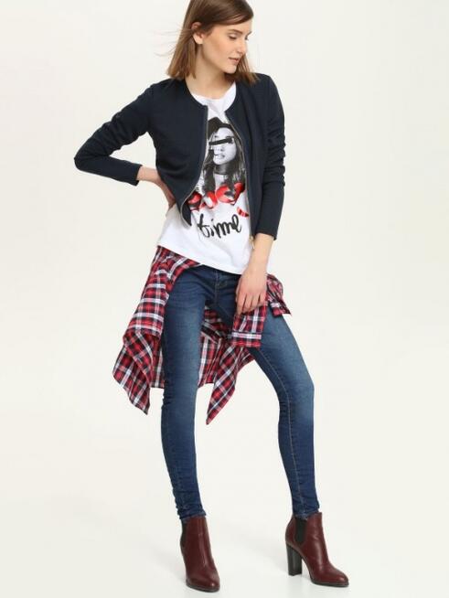 biały t-shirt z nadrukiem Troll