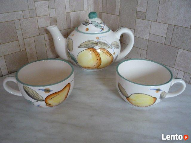 Imbryk Czajniczek 2 + filiżanki Ręcznie malowana Ceramika