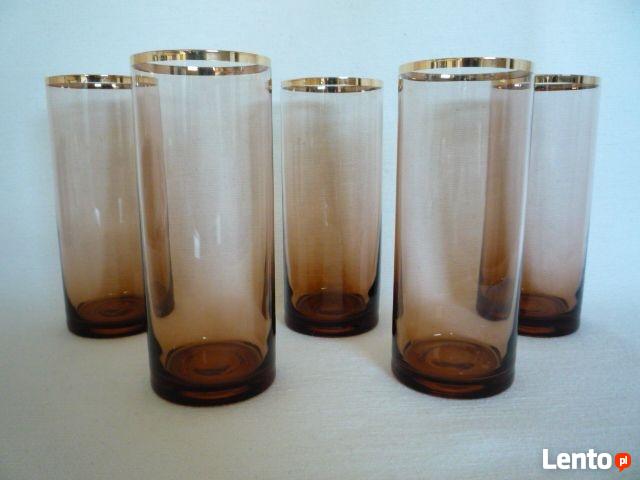 NOWE 5 sztuk Wysokie Szklanki Szkło cieniowane Brązowe