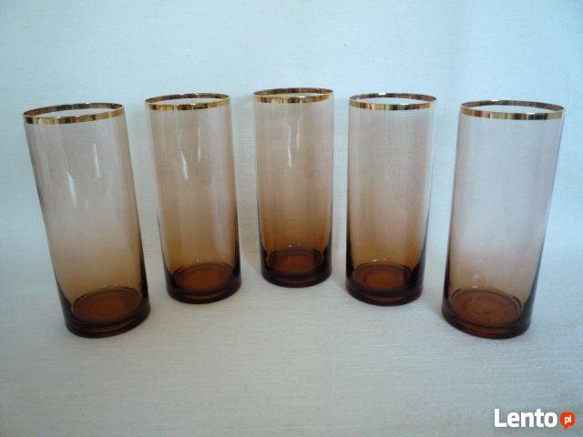 NOWE 5 sztuk Wysokie Szklanki Szkło cieniowane Brązowe