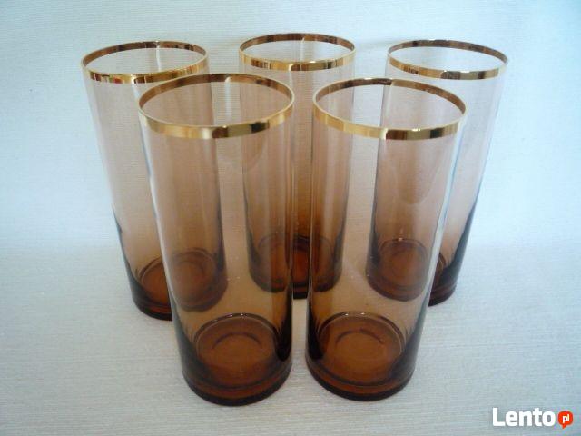NOWE 5 sztuk Wysokie Szklanki Szkło cieniowane Brązowe