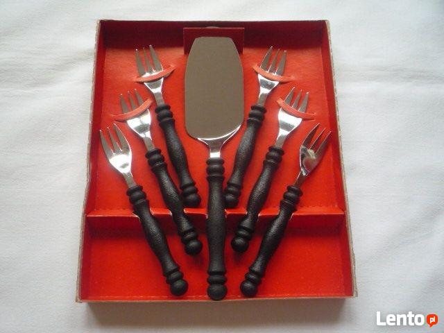 Antyk NOWY Komplet Widelczyki 6szt + Łopatka do Ciasta